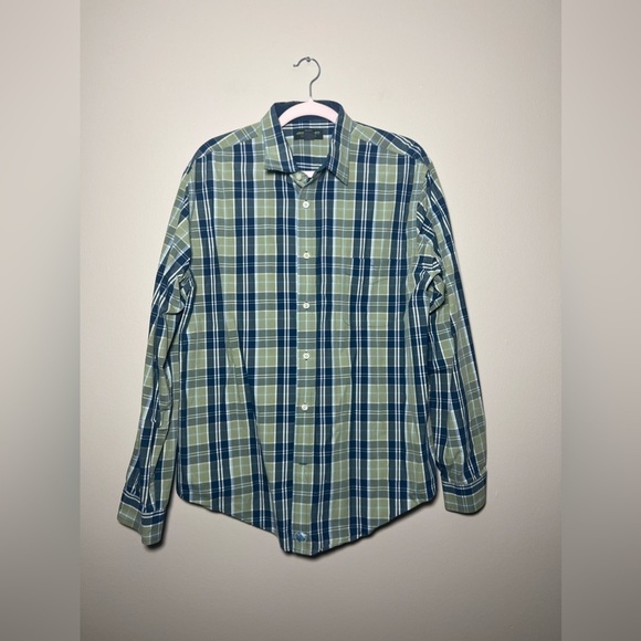 John Bartlett Consensus Plaid Button Down Long Sleeve Shirt - Picture 1 of 6